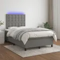 cadre de lit matelas LED gris foncé 120x190 cm tissu