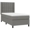 cadre de lit matelas LED Gris foncé 100x200 cm Tissu