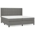 cadre de lit avec matelas Gris foncé 200x200cm Tissu