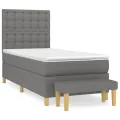 cadre de lit avec matelas Gris foncé 100x200cm Tissu