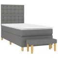 cadre de lit avec matelas Gris foncé 100x200cm Tissu