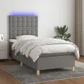 cadre de lit et matelas et LED Gris foncé 100x200 cm