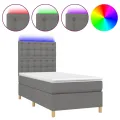 cadre de lit et matelas et LED Gris foncé 100x200 cm