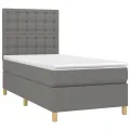 cadre de lit et matelas et LED Gris foncé 100x200 cm