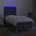 cadre de lit et matelas et LED Gris foncé 100x200 cm