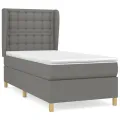 cadre de lit avec matelas Gris foncé 100x200cm Tissu