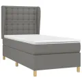 cadre de lit avec matelas Gris foncé 100x200cm Tissu