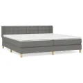 cadre de lit avec matelas Gris foncé 200x200cm Tissu