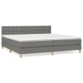 cadre de lit avec matelas Gris foncé 200x200cm Tissu