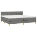 cadre de lit avec matelas Gris foncé 200x200cm Tissu