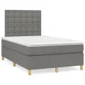 cadre de lit avec matelas Gris foncé 120x200cm Tissu