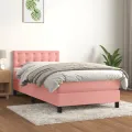 cadre de lit avec matelas Rose 100x200 cm Velours