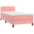 cadre de lit avec matelas Rose 100x200 cm Velours