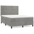 cadre de lit et matelas Gris clair 140x190cm Velours