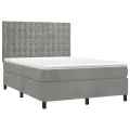 cadre de lit et matelas Gris clair 140x190cm Velours
