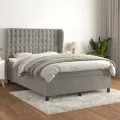 cadre de lit et matelas Gris clair 140x190cm Velours
