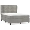 cadre de lit et matelas Gris clair 140x190cm Velours