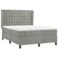 cadre de lit et matelas Gris clair 140x190cm Velours
