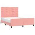 Cadre de lit avec tête de lit Rose 140x200 cm Velours