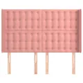 Tête de lit avec oreilles Rose 147x16x118/128 cm Velours