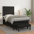 cadre de lit avec matelas Noir 80x200cm Similicuir