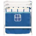 Lit mezzanine enfants et rideaux bleu 90x200cm bois pin massif