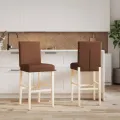Chaises de bar lot de 2 bois massif d'hévéa et tissu