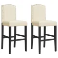 Chaises de bar lot de 2 bois massif d'hévéa et tissu