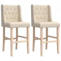 Chaises de bar lot de 2 bois massif d'hévéa et tissu