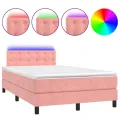 cadre de lit et matelas LED rose 120x190 cm velours