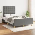 Cadre de lit avec tête de lit gris foncé 120x190 cm tissu