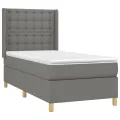 cadre de lit avec matelas Gris foncé 100x200cm Tissu