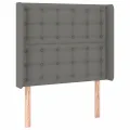 cadre de lit avec matelas Gris foncé 100x200cm Tissu