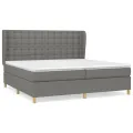 cadre de lit avec matelas Gris foncé 200x200cm Tissu
