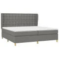 cadre de lit avec matelas Gris foncé 200x200cm Tissu