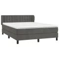 cadre de lit et matelas Gris foncé 140x190cm Velours