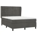cadre de lit et matelas Gris foncé 140x190cm Velours