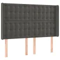 Tête de lit avec oreilles Gris foncé 147x16x118/128 cm Velours
