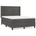 cadre de lit et matelas Gris foncé 140x190cm Velours