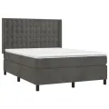 cadre de lit et matelas Gris foncé 140x190cm Velours