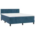 cadre de lit et matelas Bleu foncé 140x190cm Velours