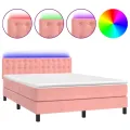 cadre de lit avec matelas et LED Rose 140x200 cm