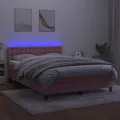 cadre de lit avec matelas et LED Rose 140x200 cm