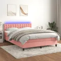 cadre de lit avec matelas et LED Rose 140x190 cm