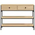 Table console chêne sonoma 100x25x75 cm bois d'ingénierie