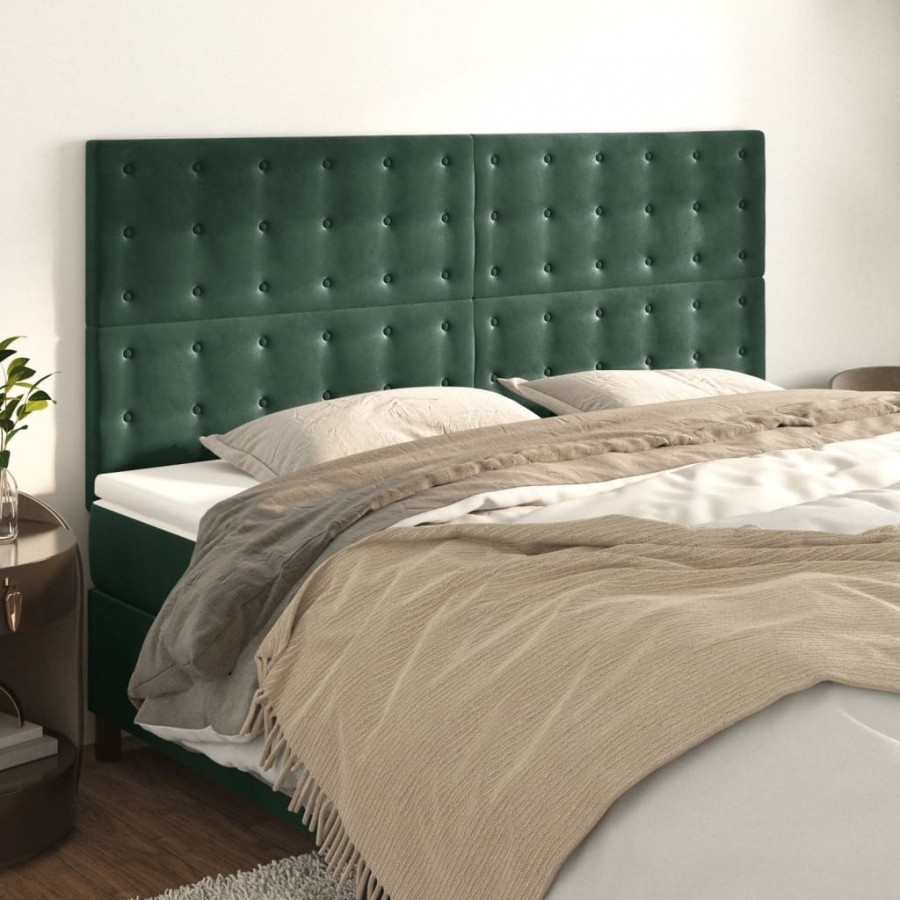 Têtes de lit 4 pcs Vert foncé 80x5x78/88 cm Velours