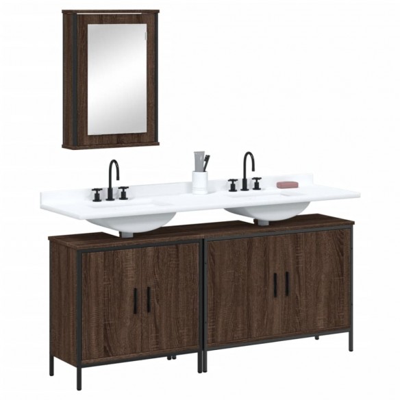 Ensemble de meubles de salle de bain 3 pcs Chêne marron