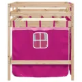 Lit mezzanine enfants et rideaux rose 90x200cm bois pin massif