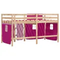 Lit mezzanine enfants et rideaux rose 90x200cm bois pin massif