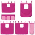 Lit mezzanine enfants et rideaux rose 90x200cm bois pin massif